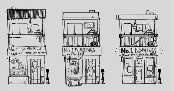 Dumpling restaurant - exterior design iterations